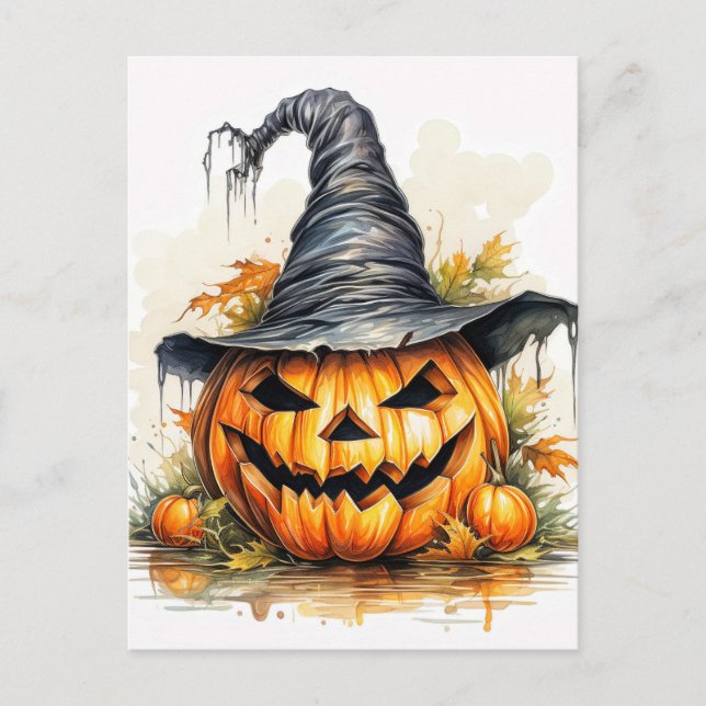 Spooky Happy Halloween Pumpkin Postkarte (Vorderseite)