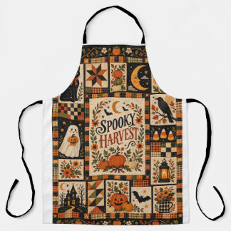 Spooky Harvest Vintage Halloween Patchwork Schürze