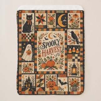 Spooky Harvest Vintage Halloween Patchwork Sherpadecke