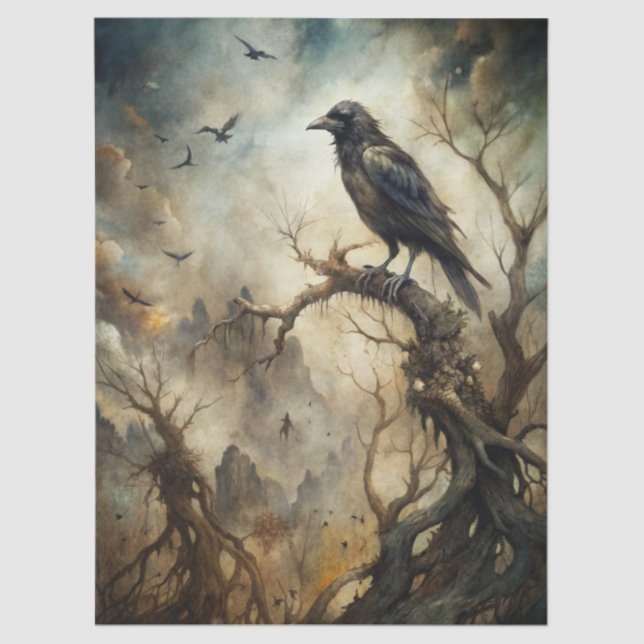 Spooky Haunting Fantasy Gothic Raven  Seidenpapier (Vorderseite)
