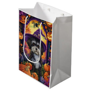 Spooky Havanese Hund Halloween Hexe und Pumpkin Mittlere Geschenktüte