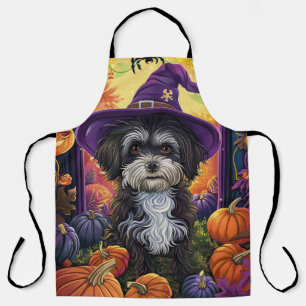 Spooky Havanese Hund Halloween Hexe und Pumpkin Schürze