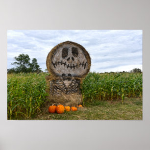 Spooky Hay Bale Poster