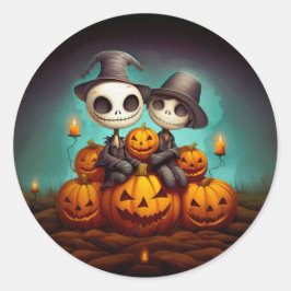 Spooky heidnische Freunde feiern glückliches Hallo Runder Aufkleber