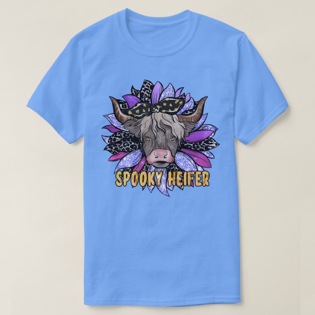 Spooky Heifer Halloween Sonnenblumen Kuh Hallowage T-Shirt (Design vorne)