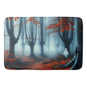 Spooky Herbstwald mit Gespenst Badematte