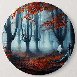 Spooky Herbstwald mit Gespenst Button