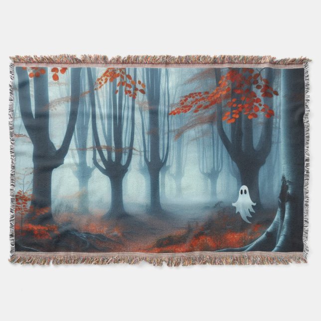 Spooky Herbstwald mit Gespenst Decke (Vorderseite)