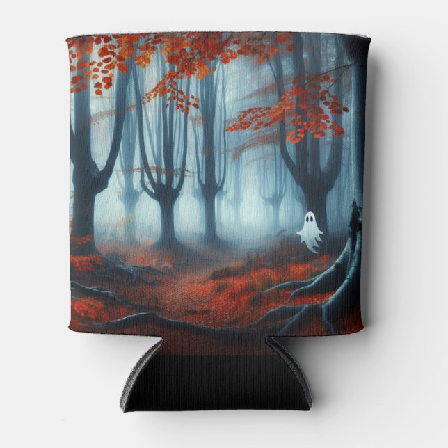 Spooky Herbstwald mit Gespenst Dosenkühler (Vorderseite)