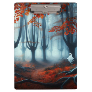 Spooky Herbstwald mit Gespenst Klemmbrett