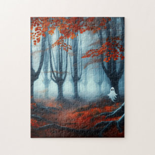 Spooky Herbstwald mit Gespenst Puzzle