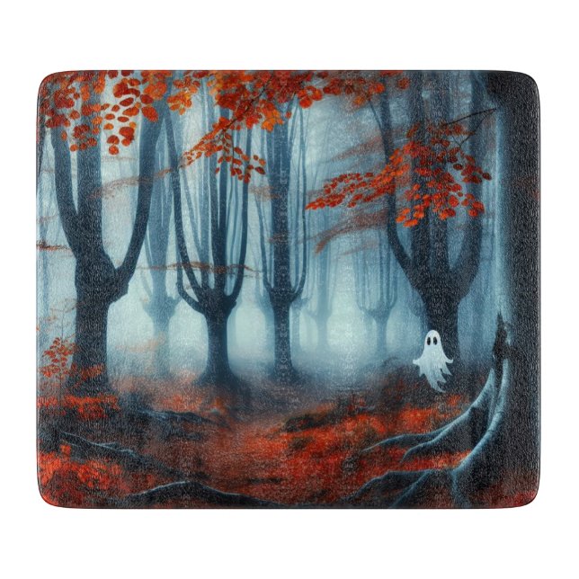 Spooky Herbstwald mit Gespenst Schneidebrett (Vorderseite)