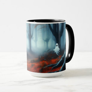 Spooky Herbstwald mit Gespenst Tasse