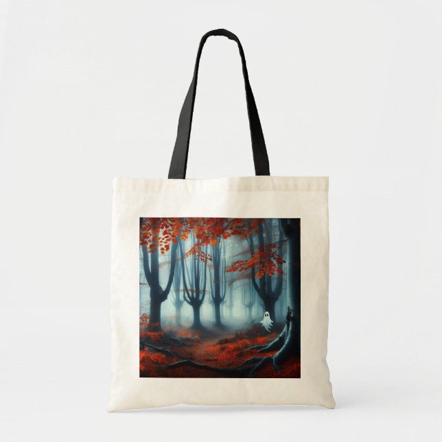 Spooky Herbstwald mit Gespenst Tragetasche (Vorne)
