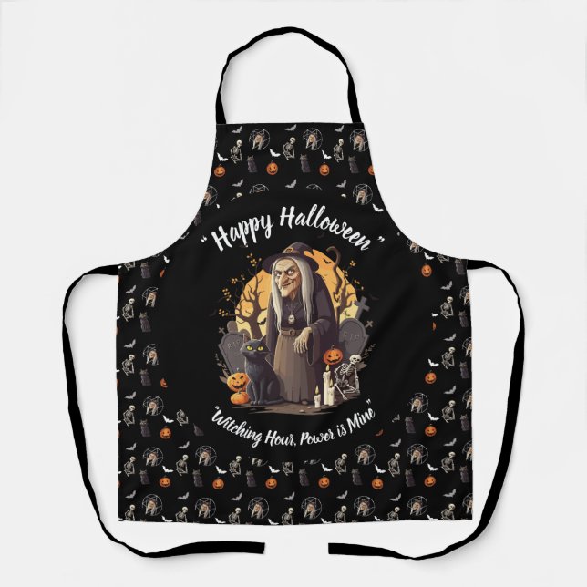 Spooky Hexe Halloween Schürze- schwarz- 🎃 👻 Schürze (Vorderseite)