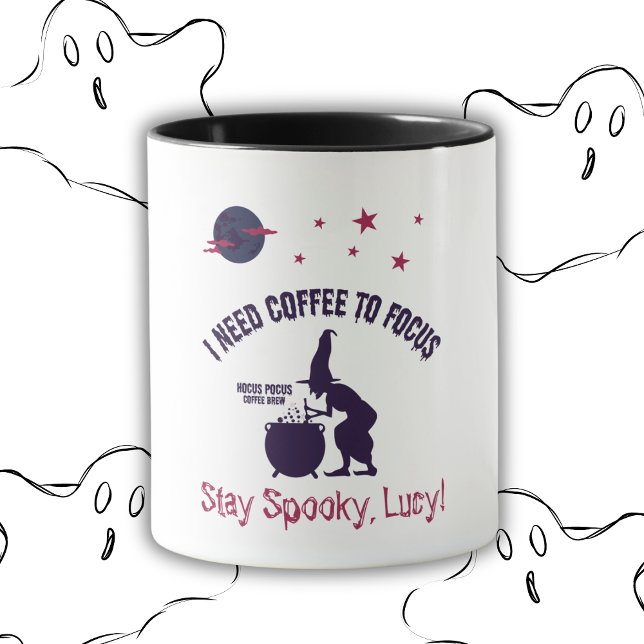 Spooky Hexenkaffee mit Namensmuster Tasse (Personalized Hocus Pocus Coffee Brew Witch Mug)