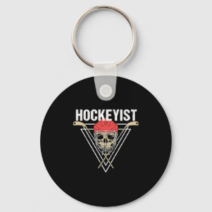 Spooky Hockey Spieler Enforcer Halloween Skull Bon Schlüsselanhänger
