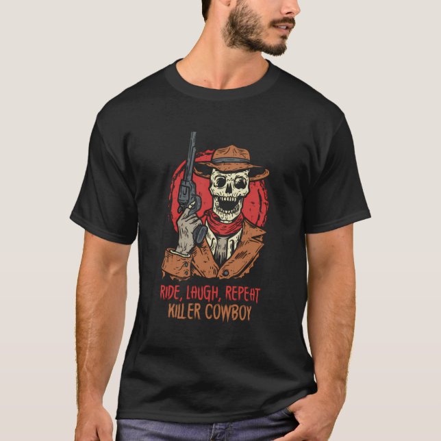 Spooky Horror Western Cowboy Rider Rodeo Country W T-Shirt (Vorderseite)