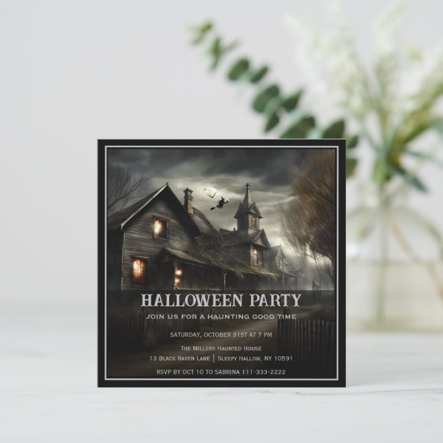 Spooky House Halloween-Party Einladung (Stehend Vorderseite)