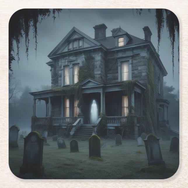 Spooky House mit Ghost Untersetzer (Vorderseite)
