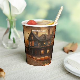 Spooky House Pumpkin Halloween Collection Pappbecher