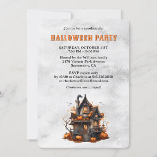 Spooky House Pumpkins Ghost Halloween-Party Einladung