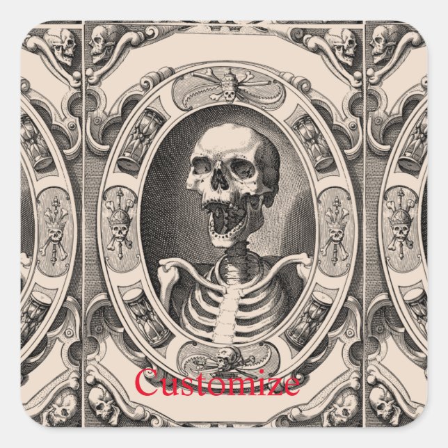 Spooky Human Skull Thunder_Cove Quadratischer Aufkleber (Vorderseite)