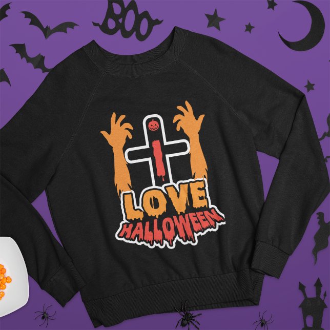 Spooky I Liebe Halloween Zombie Hands Sweatshirt (Von Creator hochgeladen)