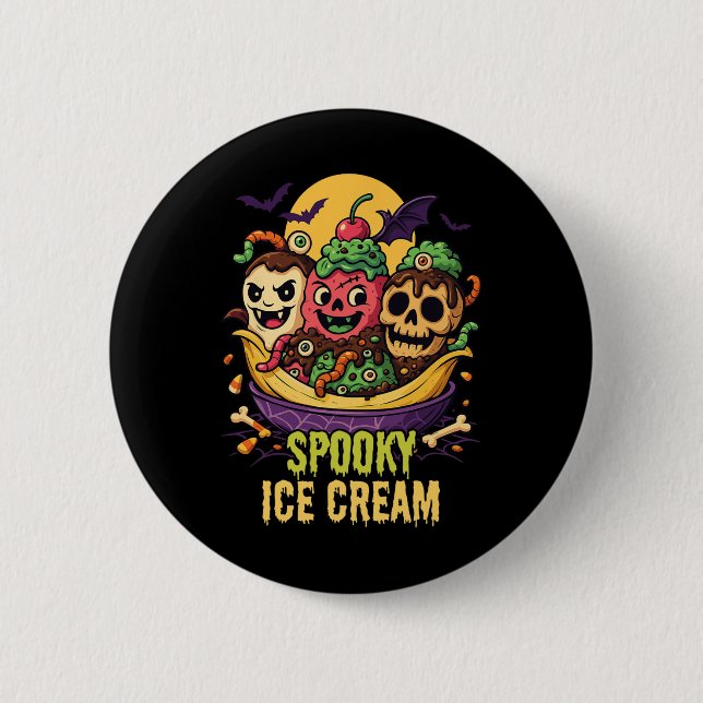 Spooky Ice Cream Dessous Halloween Design Button (Vorderseite)