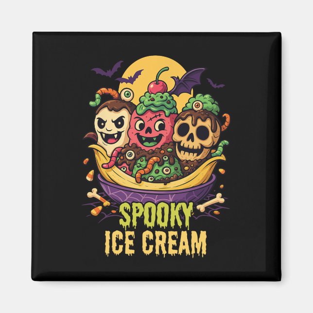 Spooky Ice Cream Dessous Halloween Design Magnet (Vorne)
