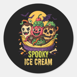 Spooky Ice Cream Dessous Halloween Design Runder Aufkleber