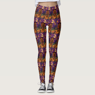 Spooky Irish Red Setter Halloween Hexenkürbis Leggings