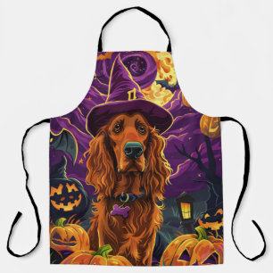 Spooky Irish Red Setter Halloween Hexenkürbis Schürze