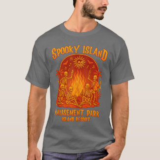 Spooky Island Amusement Park Skeleton Beach Party T-Shirt