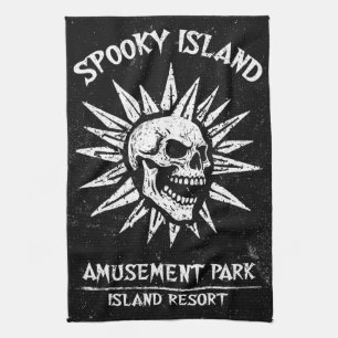Spooky Island Est 2002 Vergnügungspark Schädel Geschirrtuch