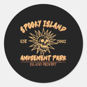 Spooky Island Est 2002 Vergnügungspark Skull Hallo Runder Aufkleber