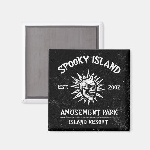 Spooky Island Est 2002 Vergnügungspark Totenkopf Magnet