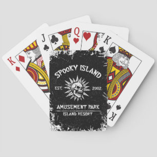 Spooky Island Est 2002 Vergnügungspark Totenkopf Spielkarten