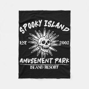 Spooky Island Retro Halloween Skull 90er Halloween Fleecedecke