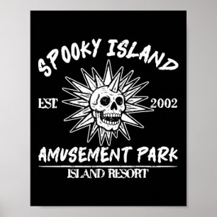 Spooky Island Retro Halloween Skull 90er Halloween Poster