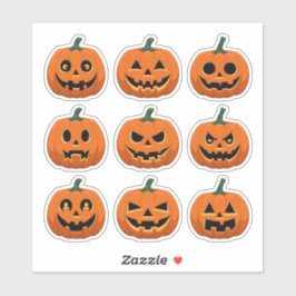 Spooky Jack-o’ Lantern Faces Scrapbook Stickers Aufkleber