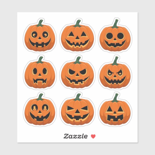Spooky Jack-o’ Lantern Faces Scrapbook Stickers Aufkleber (Blatt)