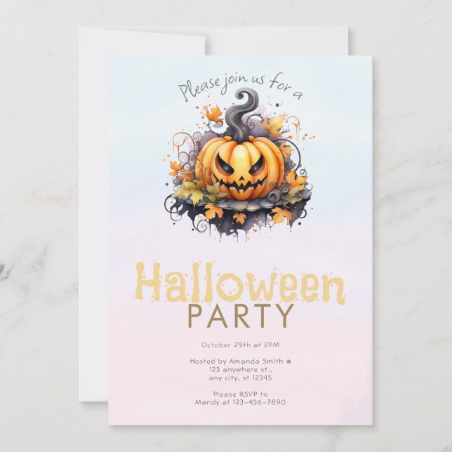 Spooky Jack-O' Lantern Halloween-Party Einladung (Vorderseite)
