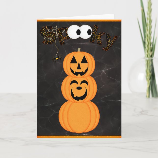 Spooky Jack-o-Lantern Tower Halloween Karte (Vorderseite)