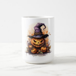 Spooky Jack-o-Lanterns mit einem Hexenhut Kaffeetasse