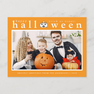 Spooky Jack-o'-Laterne Happy Halloween 1 Foto Feiertagspostkarte