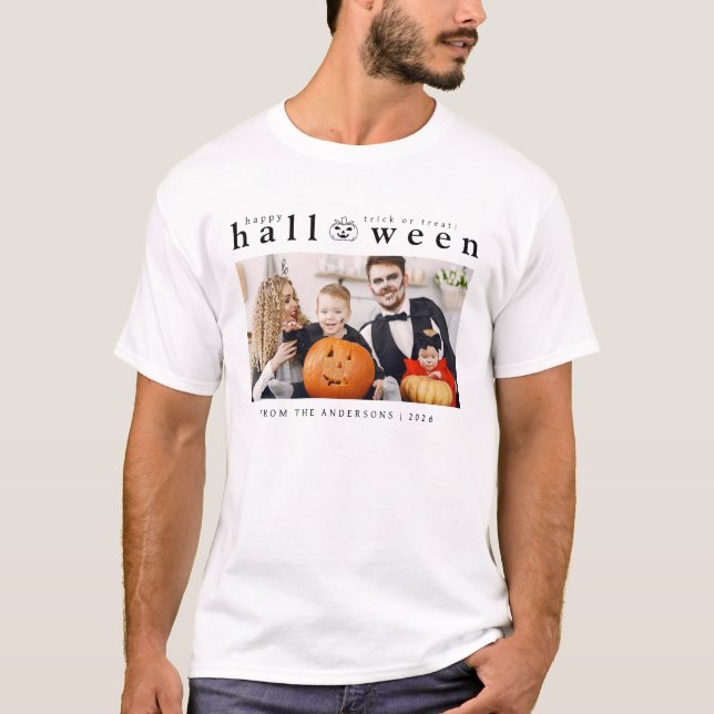 Spooky Jack-o'-Laterne Happy Halloween 1 Foto T-Shirt (Vorderseite)