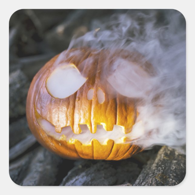 Spooky Jack-o-Laterne Quadratischer Aufkleber (Vorderseite)