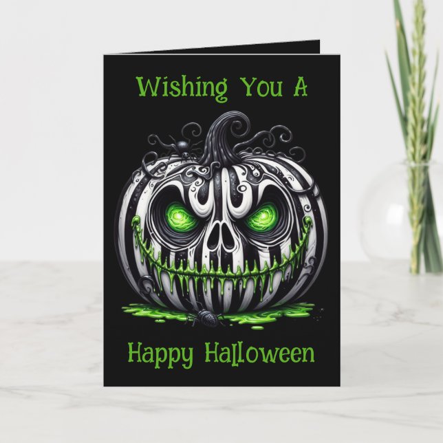 Spooky Jack-o'Lantern Halloween Feiertagskarte (Vorderseite)