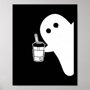 Spooky Jahreszeit Niedlichen kleinen Geist Eiskaff Poster